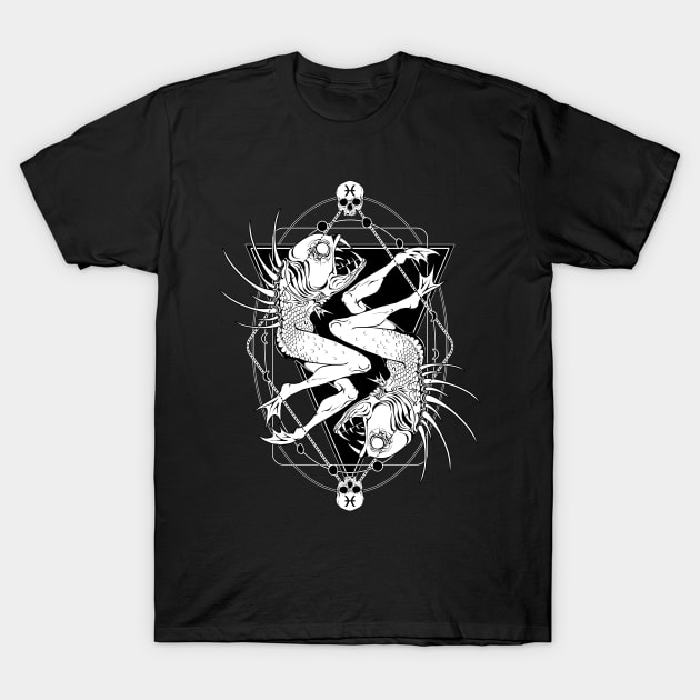 ZODIAC: PISCES - the creepy half-fish T-Shirt by Von Kowen